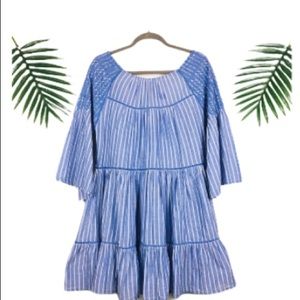 NWT Free People chambray blue blouse tie back